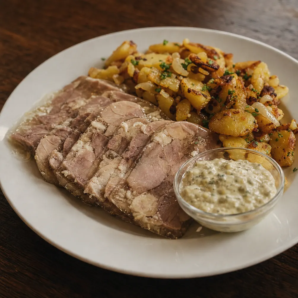 Sülze mit Bratkartoffeln und Remoulade